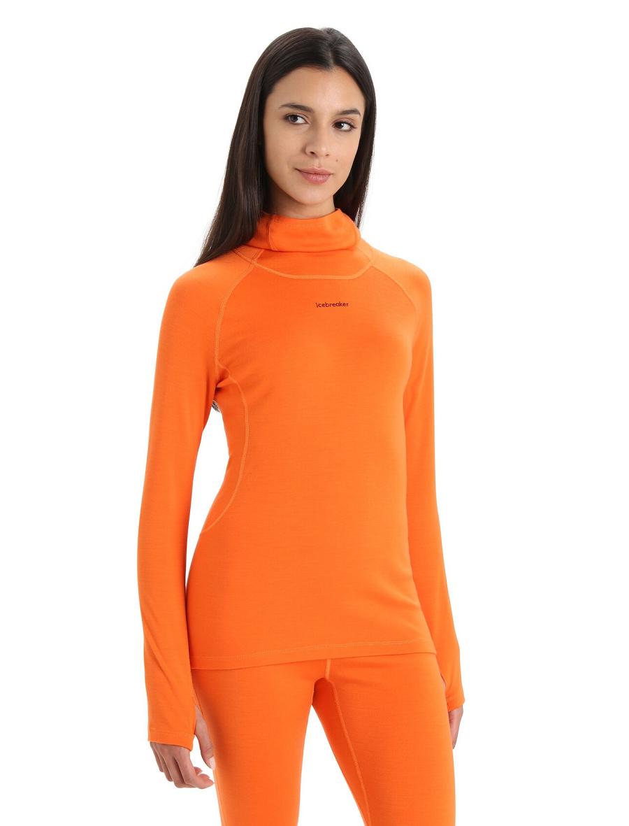 Icebreaker MerinoFine™ Long Sleeve Roll Neck Női Base Layers Narancssárga | HU 1894LISH